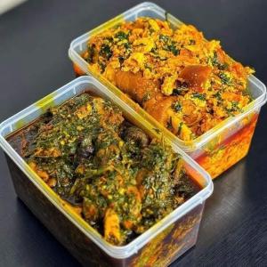 Afang soup with egusi soup